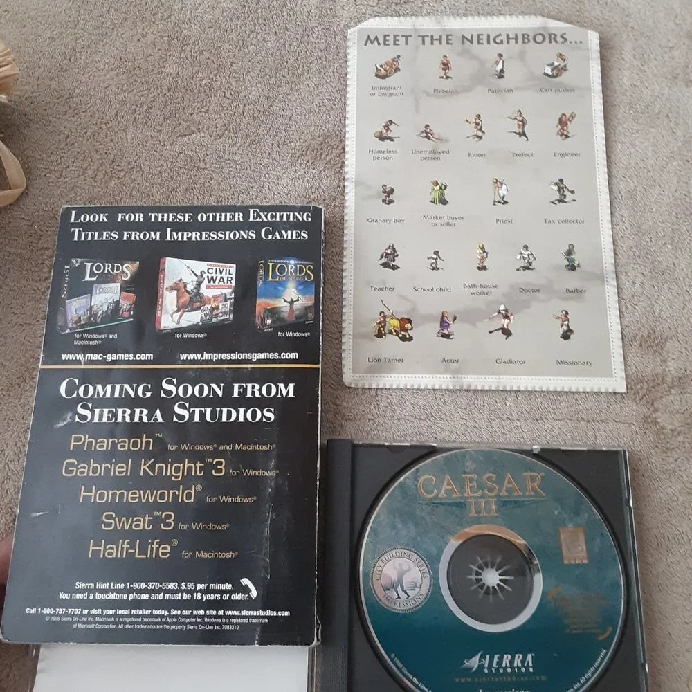 Vintage Caesar III PC CD ROM Game w Booklet